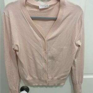 Light Pink V-Neck Cardigan Sweater